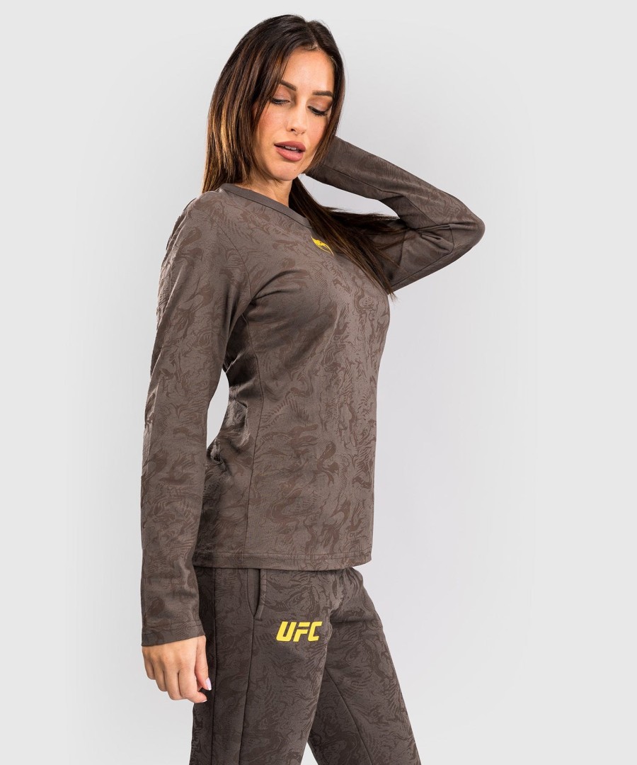dámské bavlněné tričko s dlouhým rukávem ufc fusion by venum fight week - earthen brown