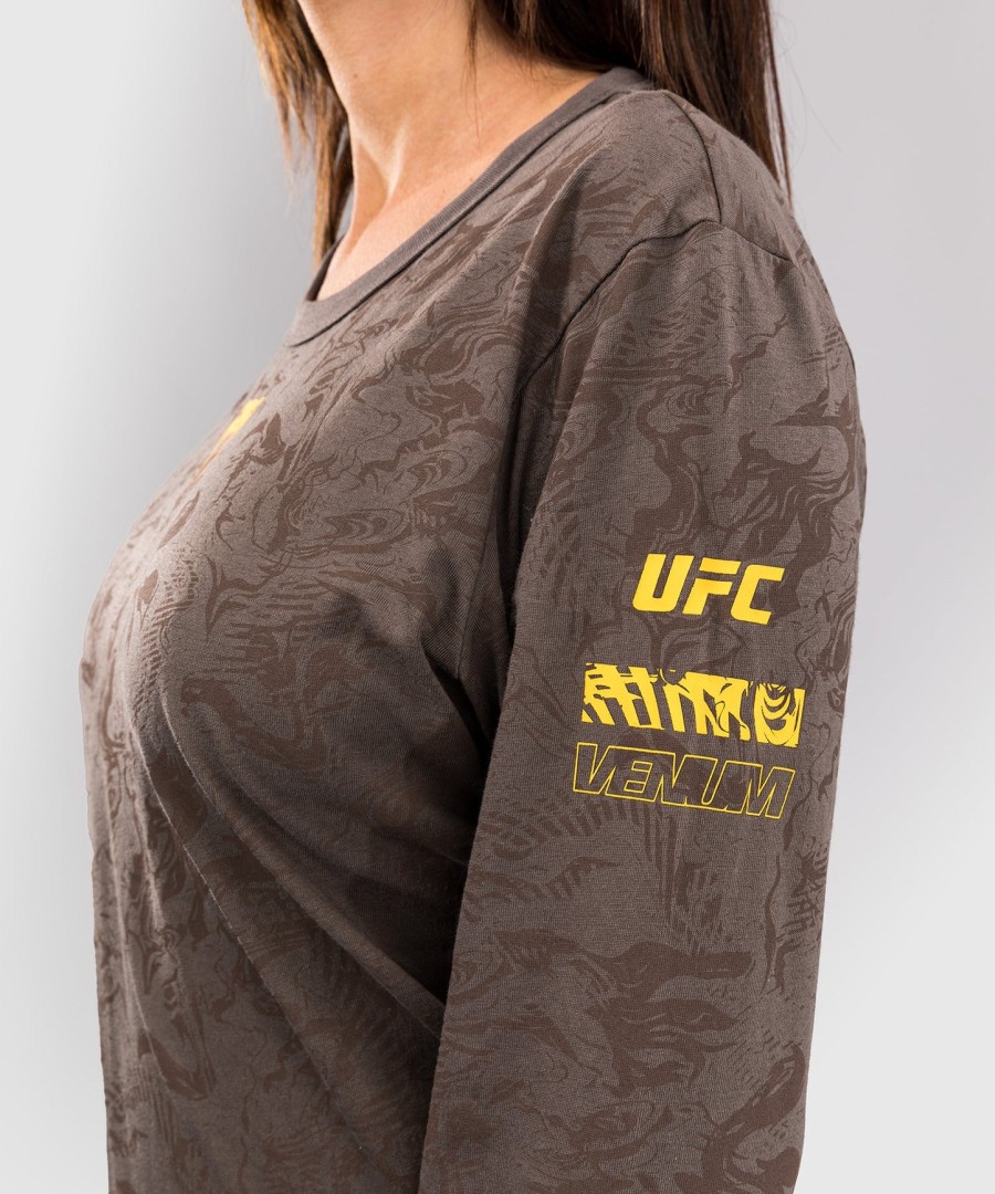 dámské bavlněné tričko s dlouhým rukávem ufc fusion by venum fight week - earthen brown