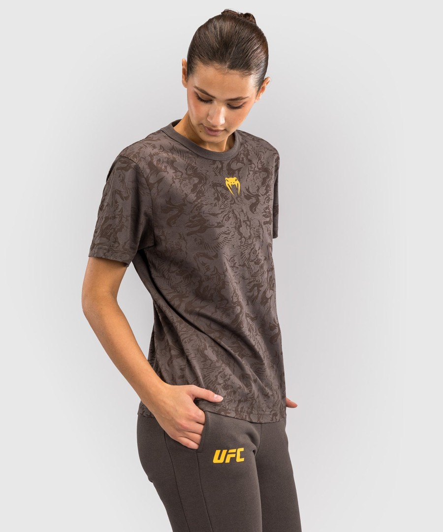 dámské bavlněné tričko ufc fusion by venum fight week s krátkým rukávem - earthen brown