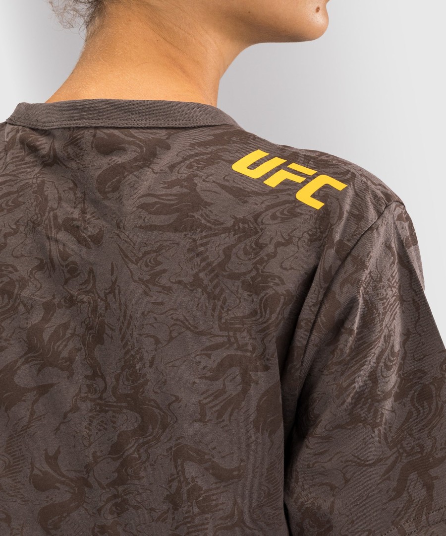 dámské bavlněné tričko ufc fusion by venum fight week s krátkým rukávem - earthen brown