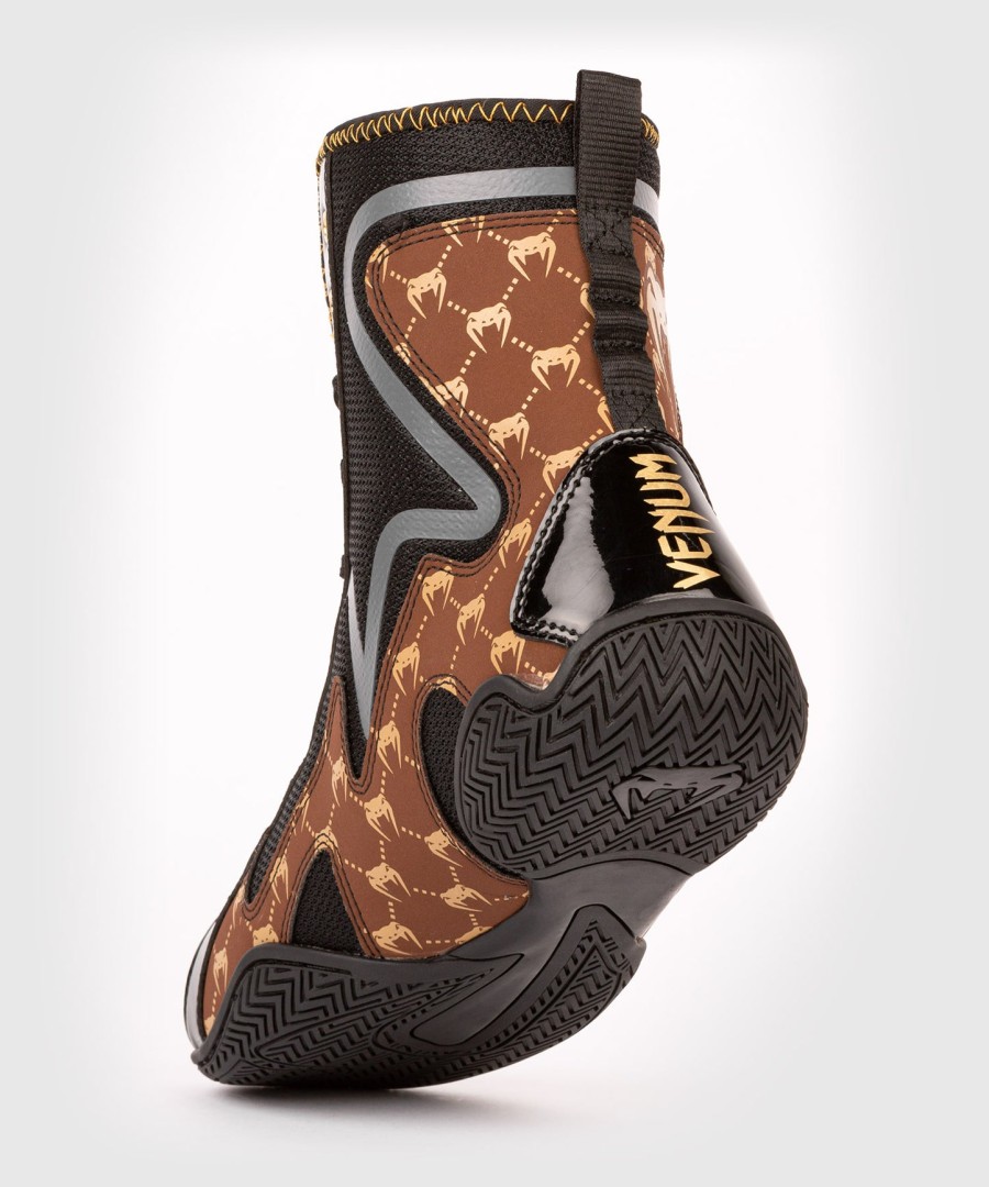 boxerské boty venum elite evo monogram – černo-hnědé