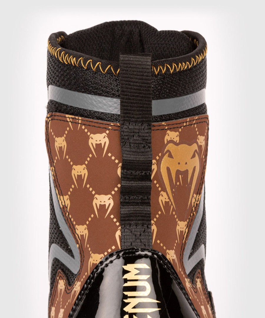 boxerské boty venum elite evo monogram – černo-hnědé