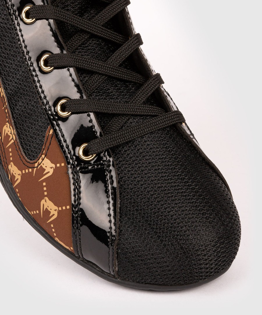 boxerské boty venum elite evo monogram – černo-hnědé