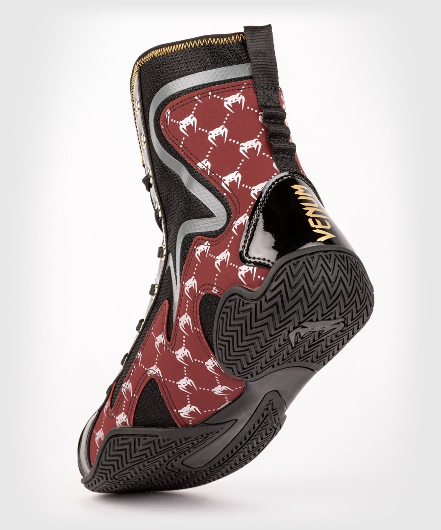 boxerské boty venum elite evo monogram – černo-vínové