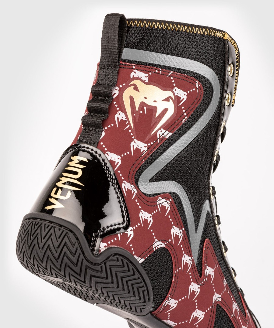 boxerské boty venum elite evo monogram – černo-vínové