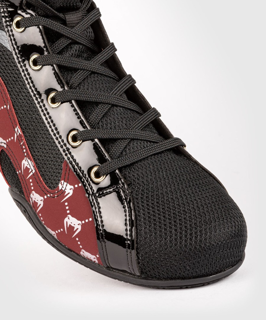 boxerské boty venum elite evo monogram – černo-vínové