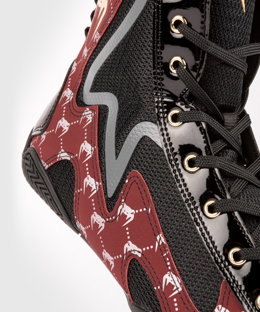 boxerské boty venum elite evo monogram – černo-vínové