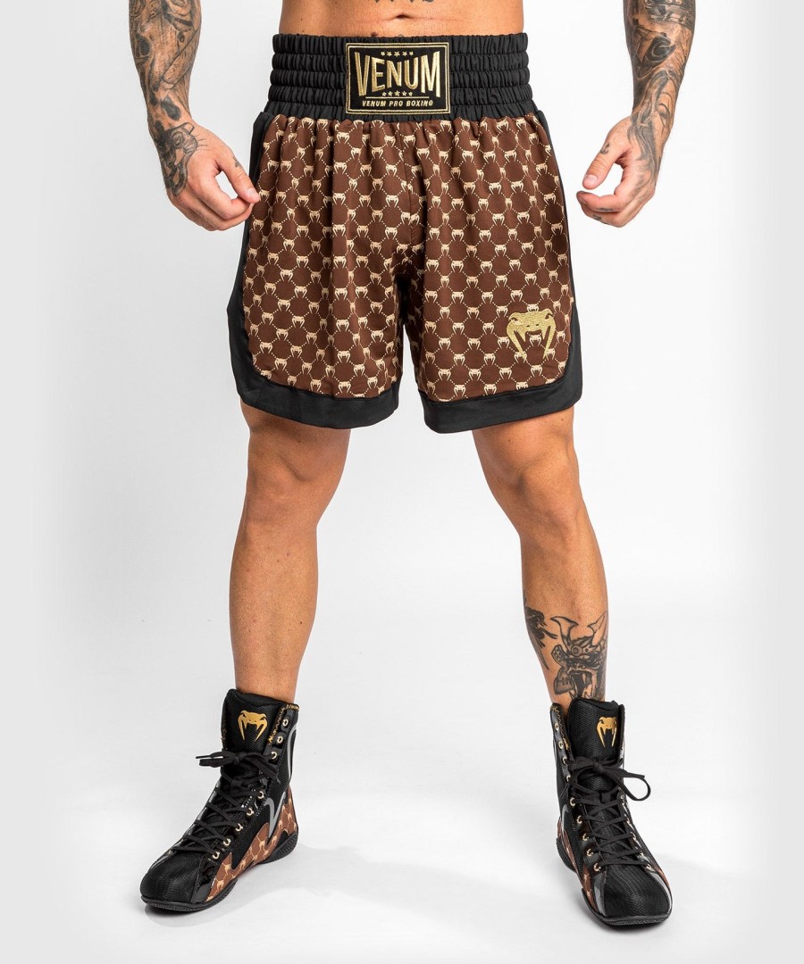 boxerské kraťasy venum monogram - černo-hnědé