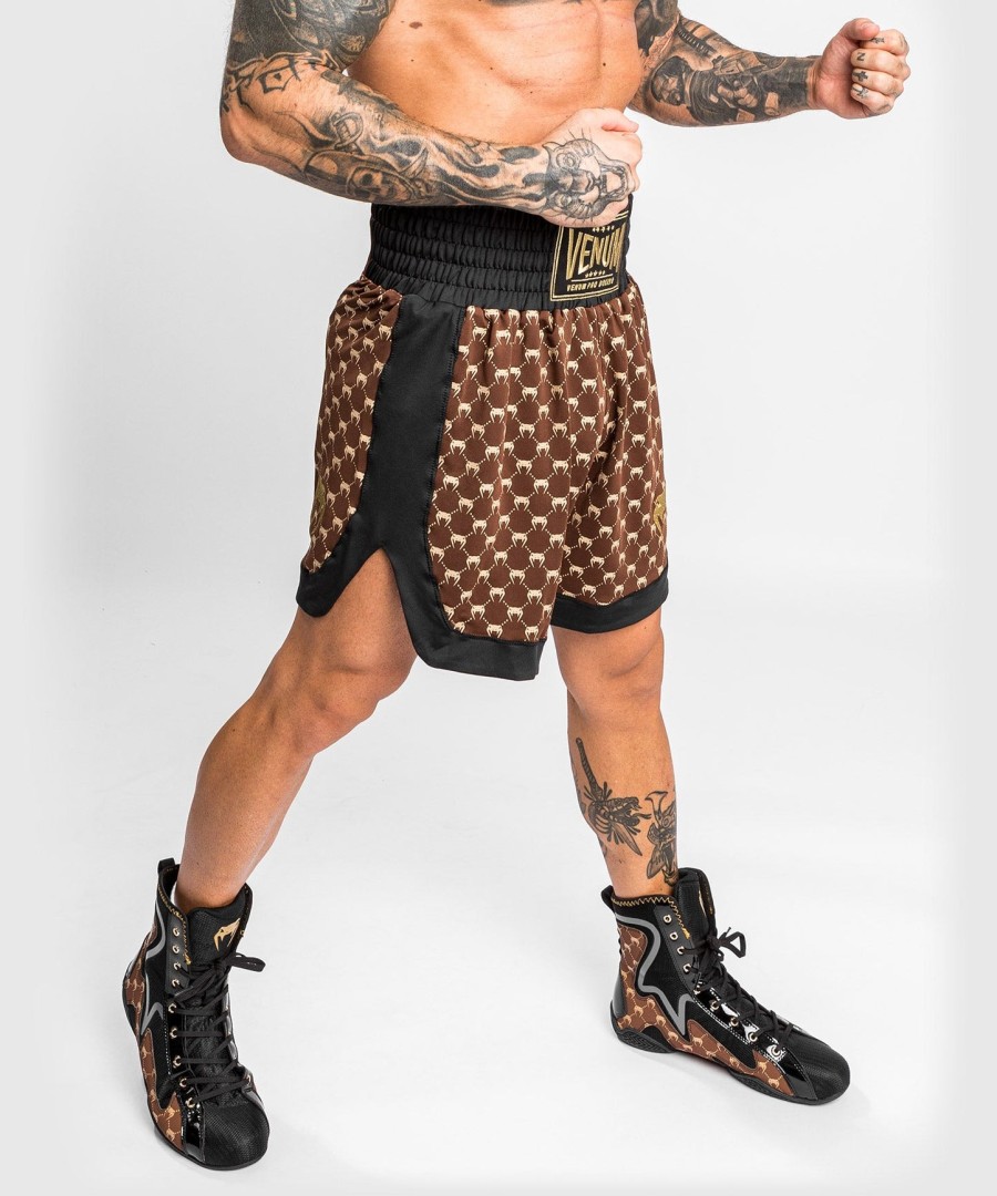 boxerské kraťasy venum monogram - černo-hnědé
