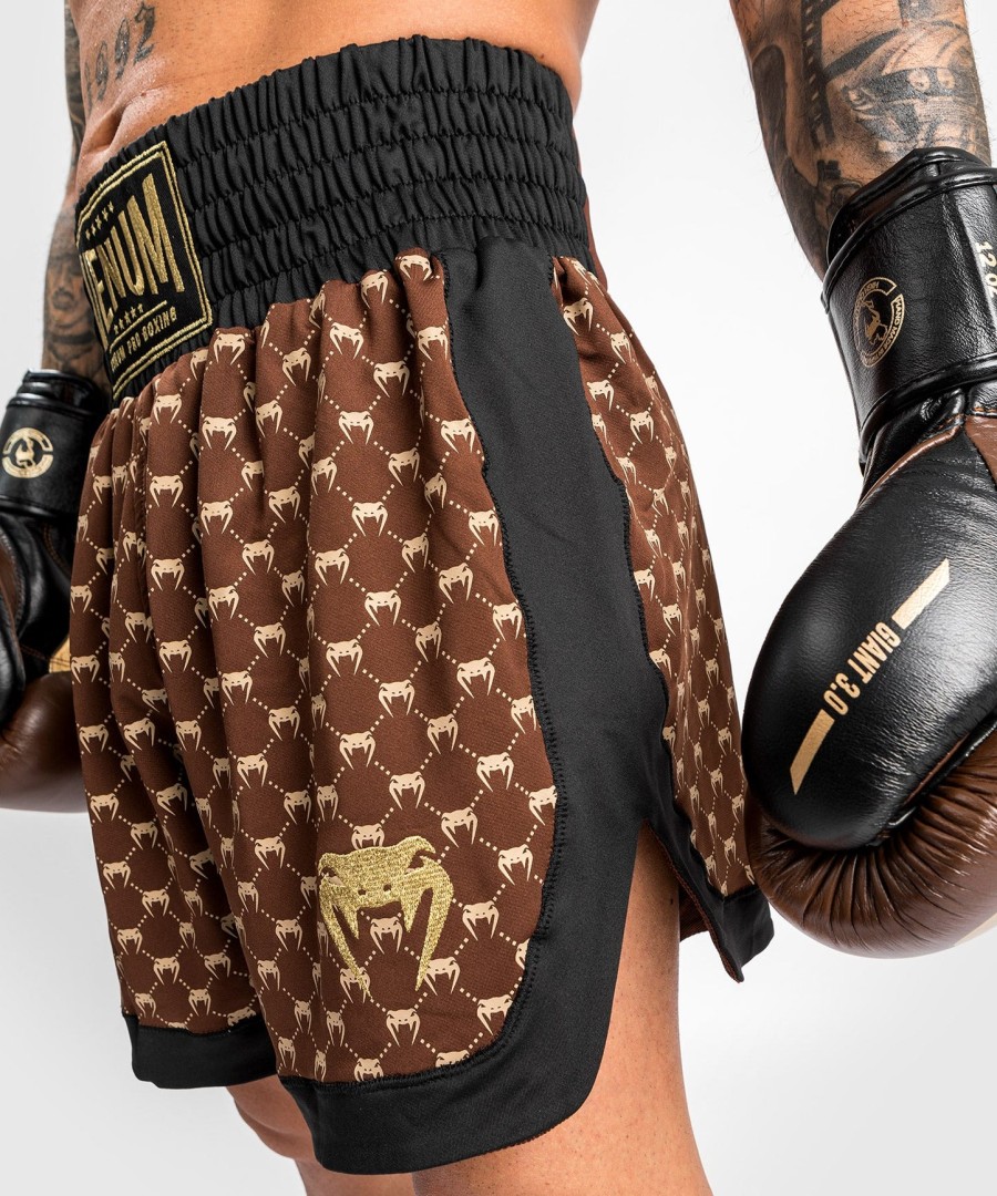 boxerské kraťasy venum monogram - černo-hnědé