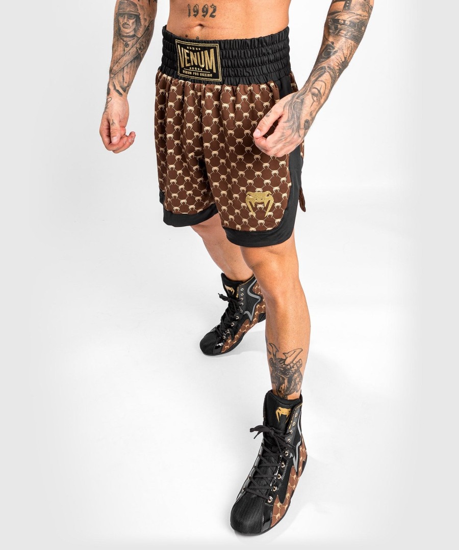 boxerské kraťasy venum monogram - černo-hnědé