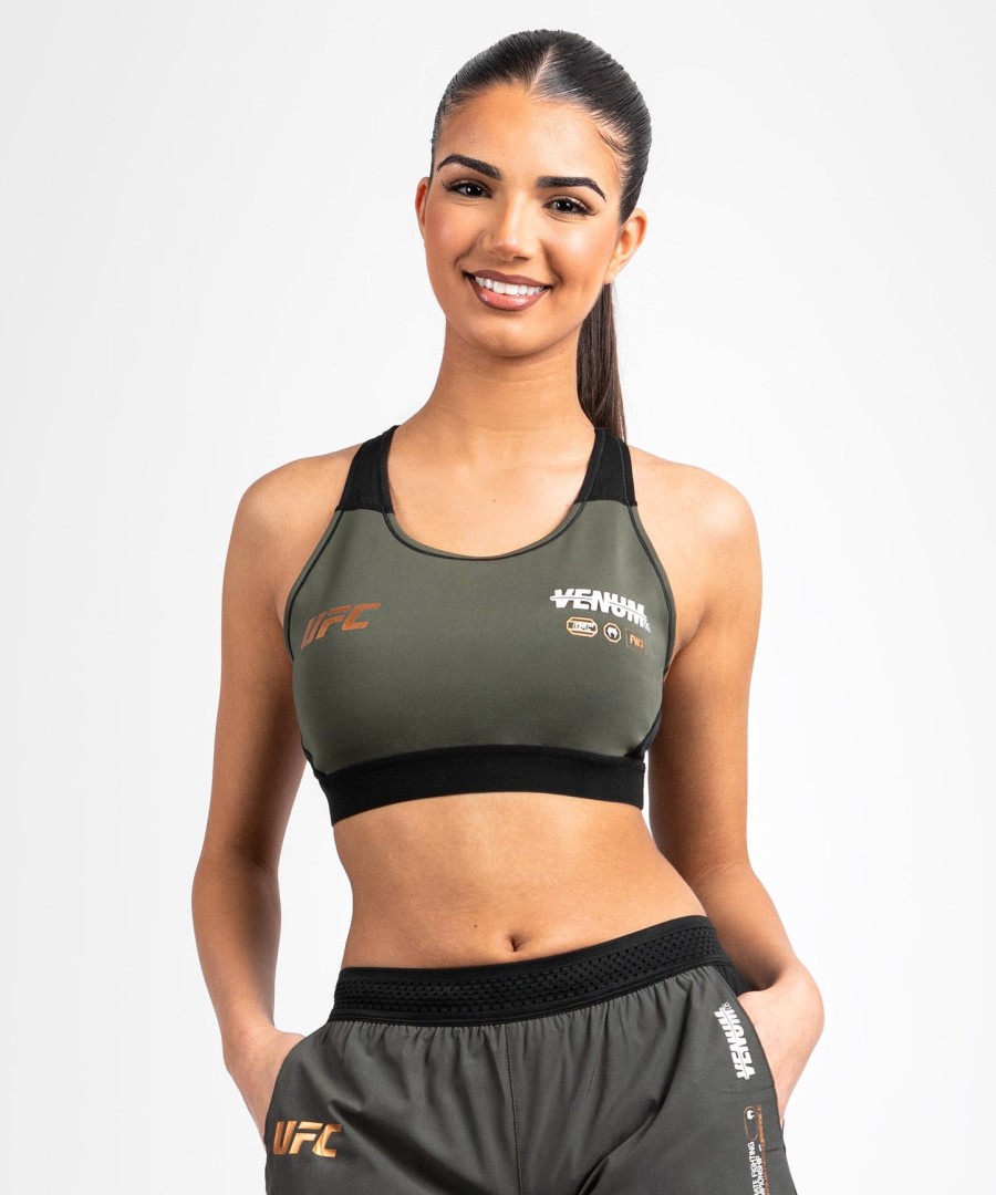 dámská sportovní podprsenka ufc adrenaline by venum fight week - khakibronzová