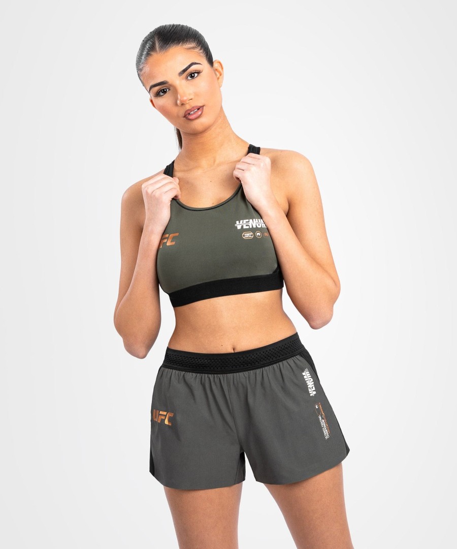 dámská sportovní podprsenka ufc adrenaline by venum fight week - khakibronzová