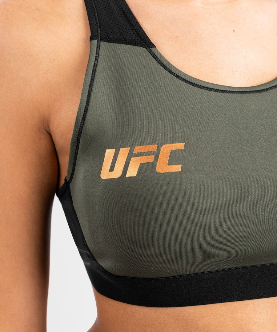 dámská sportovní podprsenka ufc adrenaline by venum fight week - khakibronzová