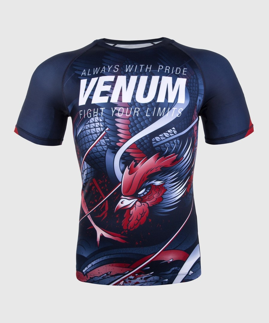 venum rooster rashguard - krátký rukáv - tmavě modrýoranžový