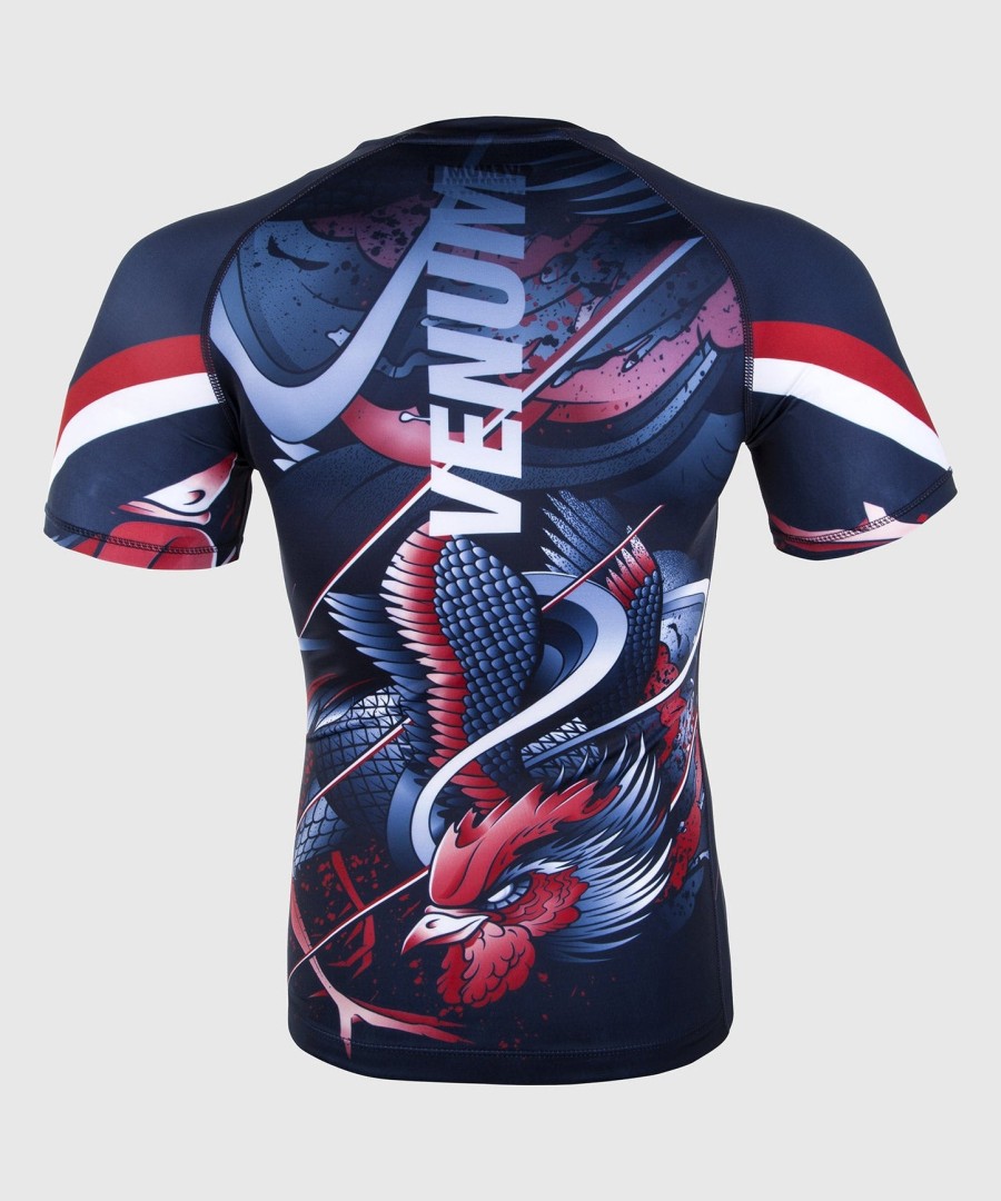 venum rooster rashguard - krátký rukáv - tmavě modrýoranžový