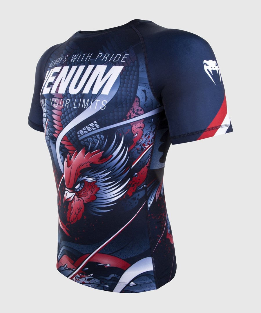 venum rooster rashguard - krátký rukáv - tmavě modrýoranžový