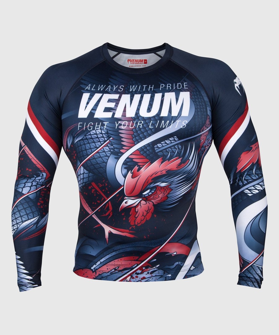 venum rooster rashguard - dlouhý rukáv - tmavě modráoranžová