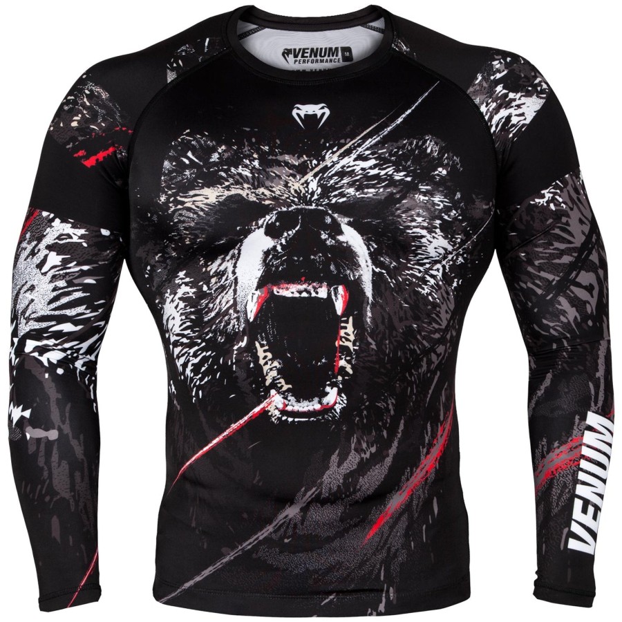 venum grizzli rashguard - dlouhý rukáv - Černobílý