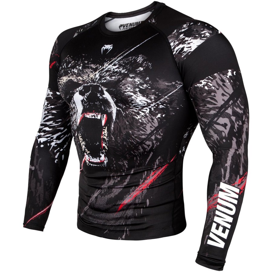 venum grizzli rashguard - dlouhý rukáv - Černobílý