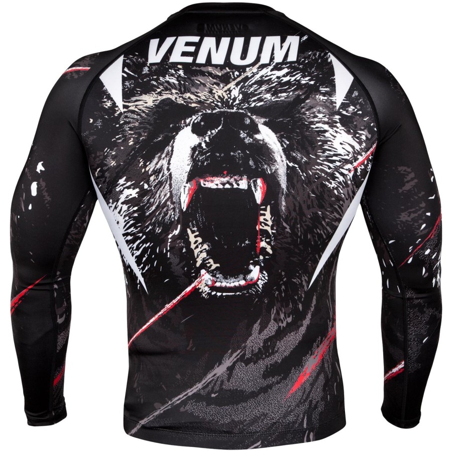venum grizzli rashguard - dlouhý rukáv - Černobílý