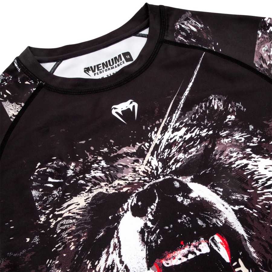 venum grizzli rashguard - dlouhý rukáv - Černobílý