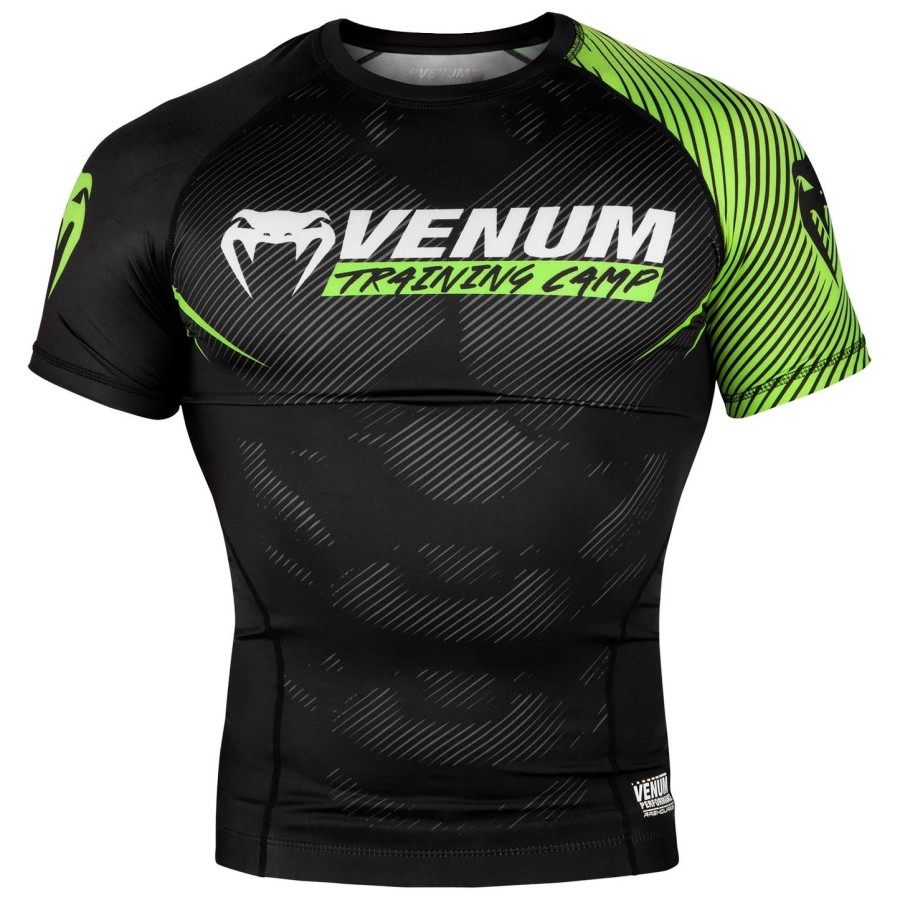 rashguard venum training camp 2.0 - krátký rukáv - černýneo žlutý