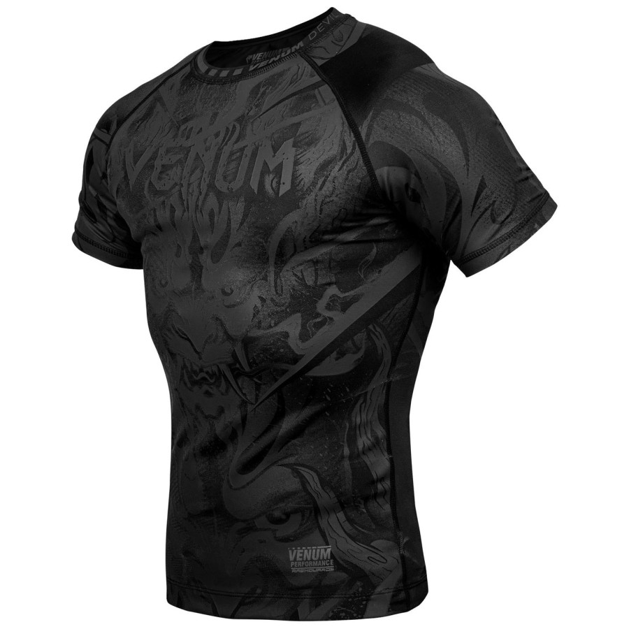 rashguard venum devil - krátký rukáv - černýčerný