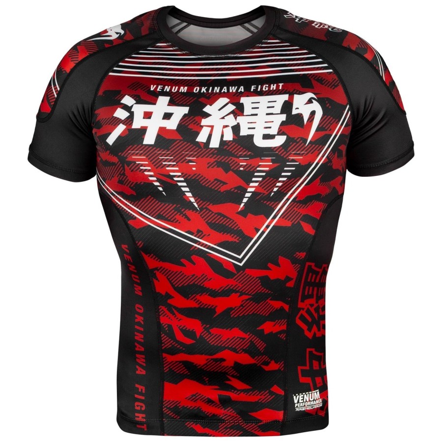 venum okinawa 2.0 rashguard - krátký rukáv - černýbílo-červený
