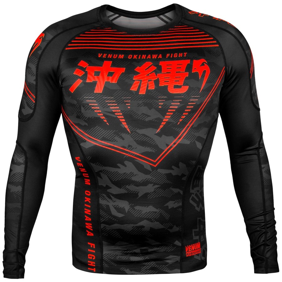 venum okinawa 2.0 rashguard s dlouhým rukávem - černo-červený
