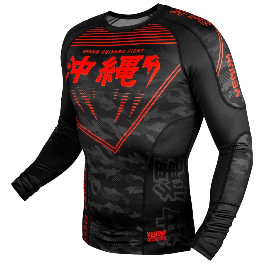 venum okinawa 2.0 rashguard s dlouhým rukávem - černo-červený