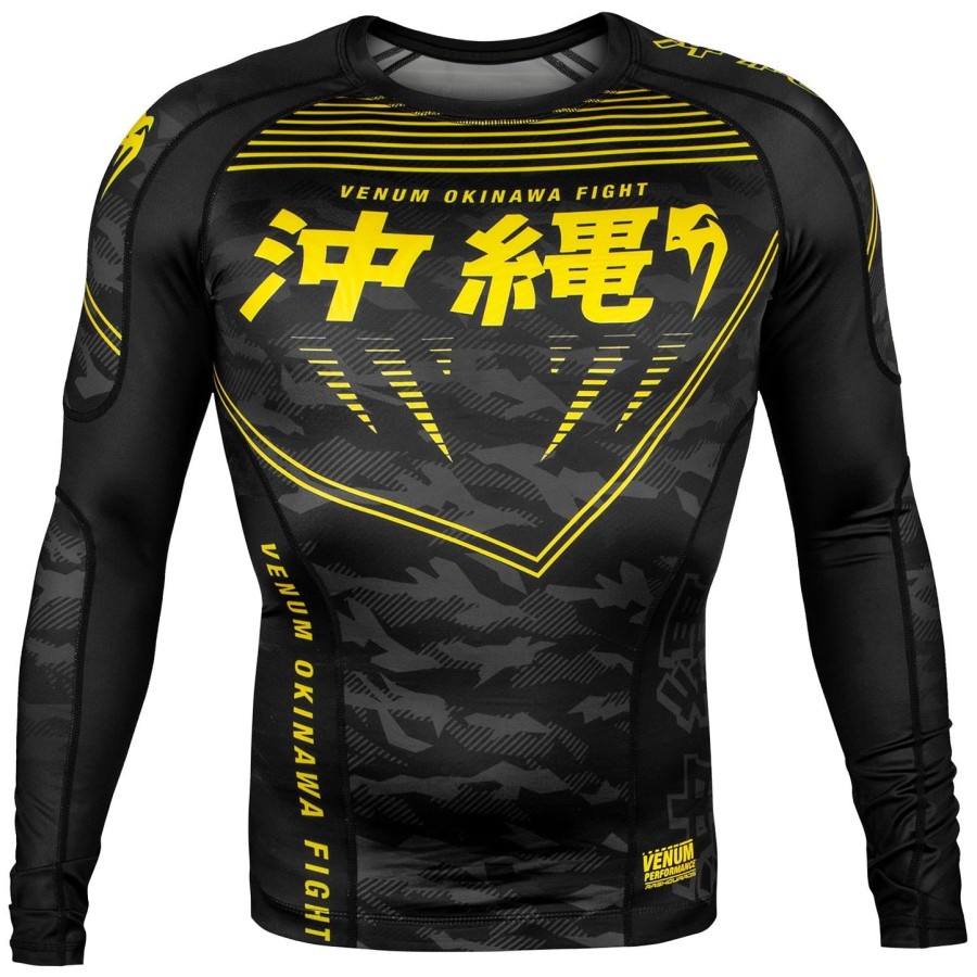 venum okinawa 2.0 rashguard - s dlouhým rukávem - černo-žlutý