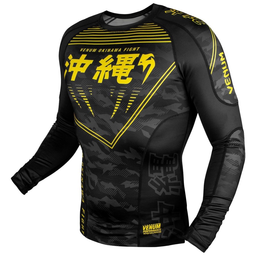 venum okinawa 2.0 rashguard - s dlouhým rukávem - černo-žlutý