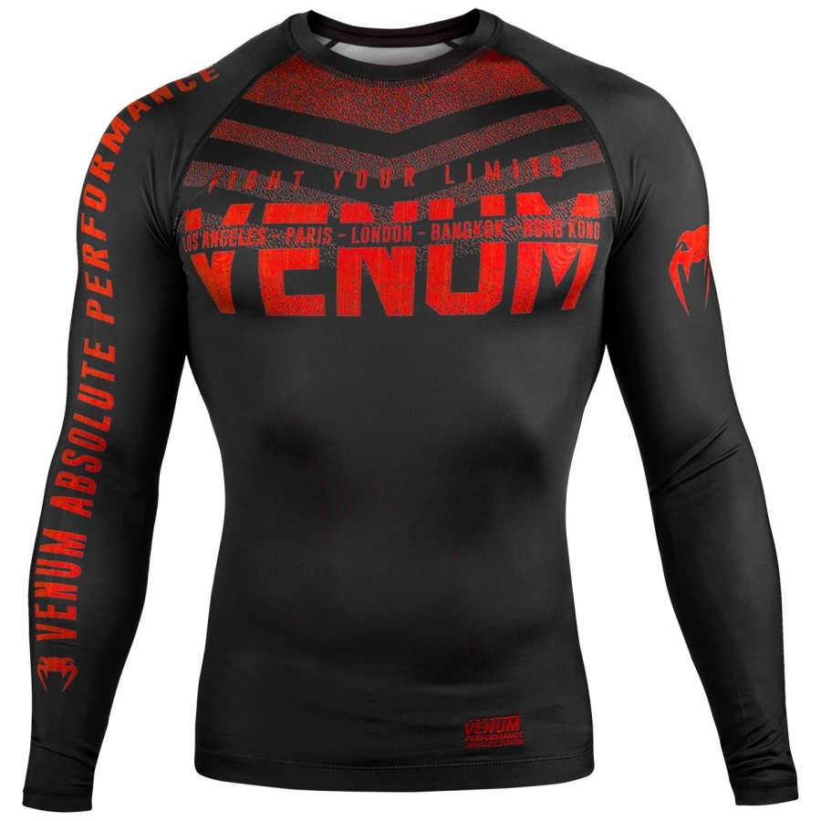 venum signature rashguard - dlouhý rukáv - ČernoČervený