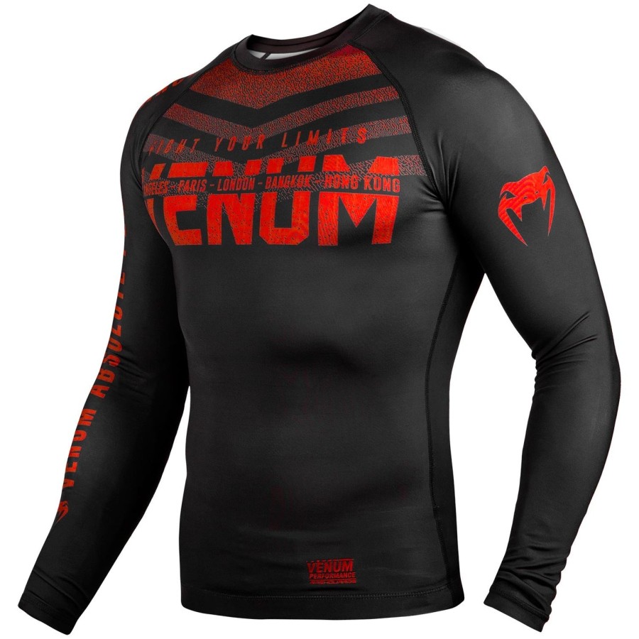 venum signature rashguard - dlouhý rukáv - ČernoČervený