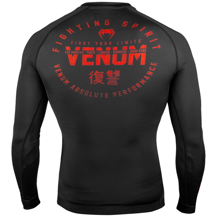 venum signature rashguard - dlouhý rukáv - ČernoČervený