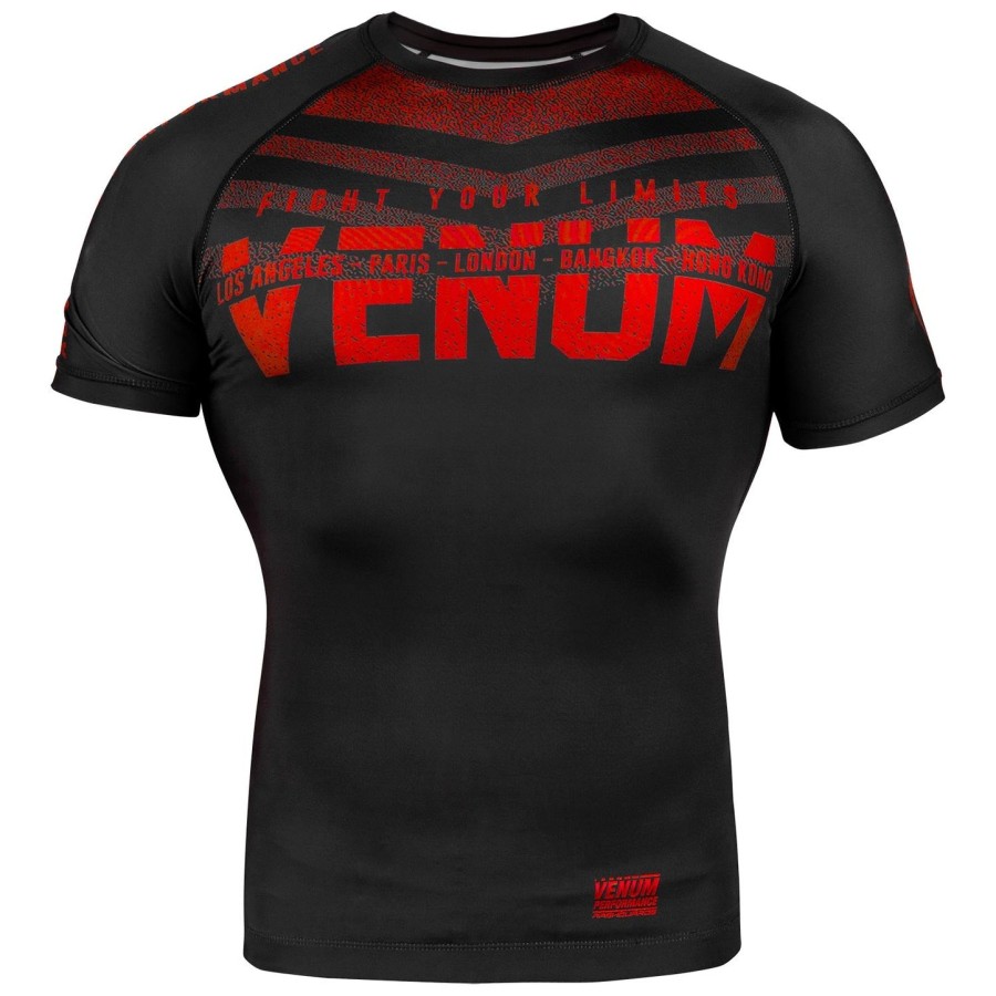 rashguard venum signature - krátký rukáv - černýčervený