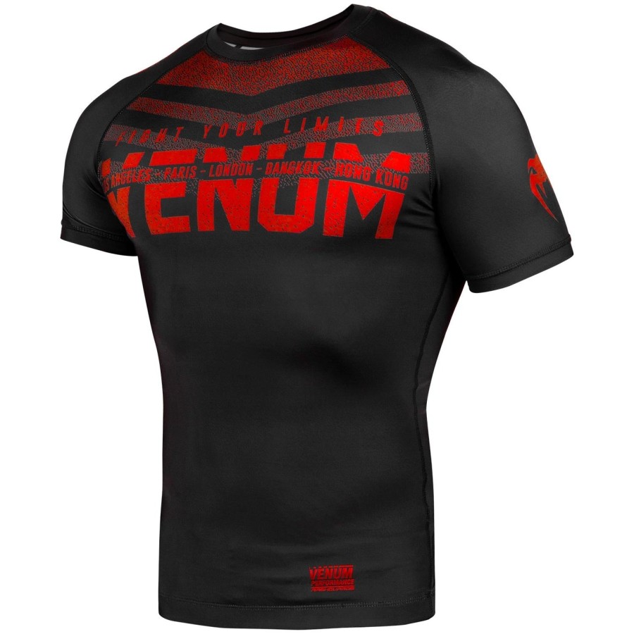 rashguard venum signature - krátký rukáv - černýčervený