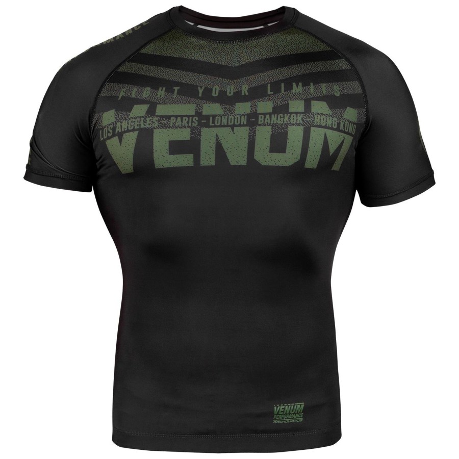 venum signature rashguard - krátký rukáv - černýkhaki - exkluzivní