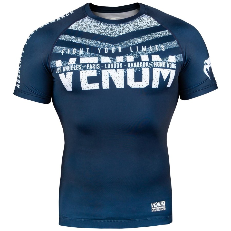 venum signature rashguard - krátký rukáv - tmavě modrýbílý