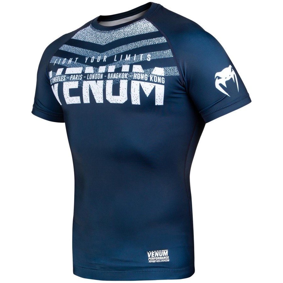 venum signature rashguard - krátký rukáv - tmavě modrýbílý