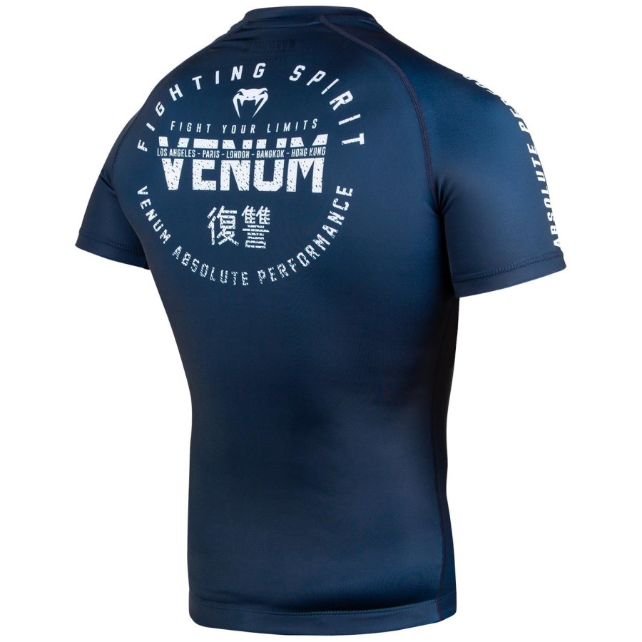 venum signature rashguard - krátký rukáv - tmavě modrýbílý