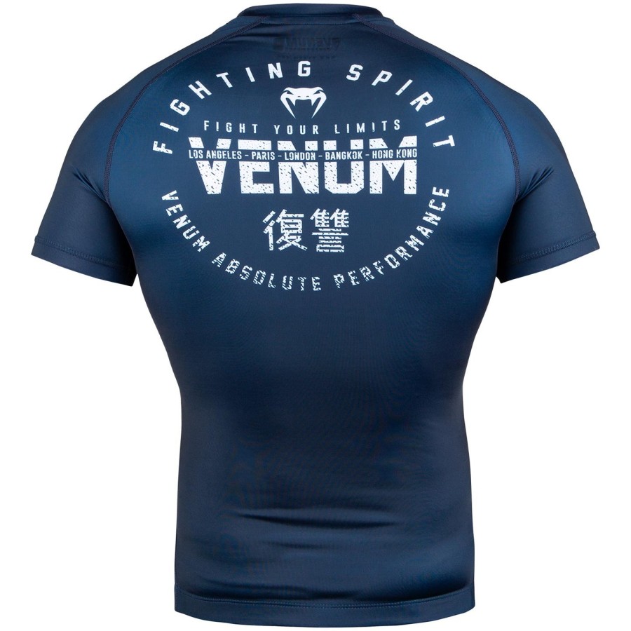 venum signature rashguard - krátký rukáv - tmavě modrýbílý