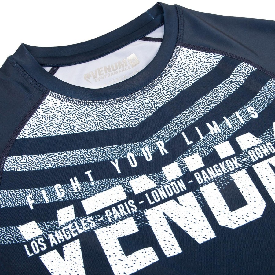 venum signature rashguard - krátký rukáv - tmavě modrýbílý