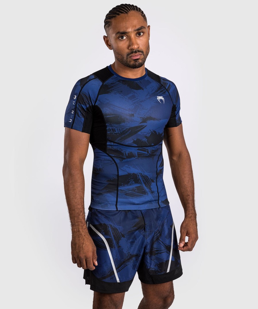 rashguard venum electron 3.0 s krátkým rukávem - tmavě modrý