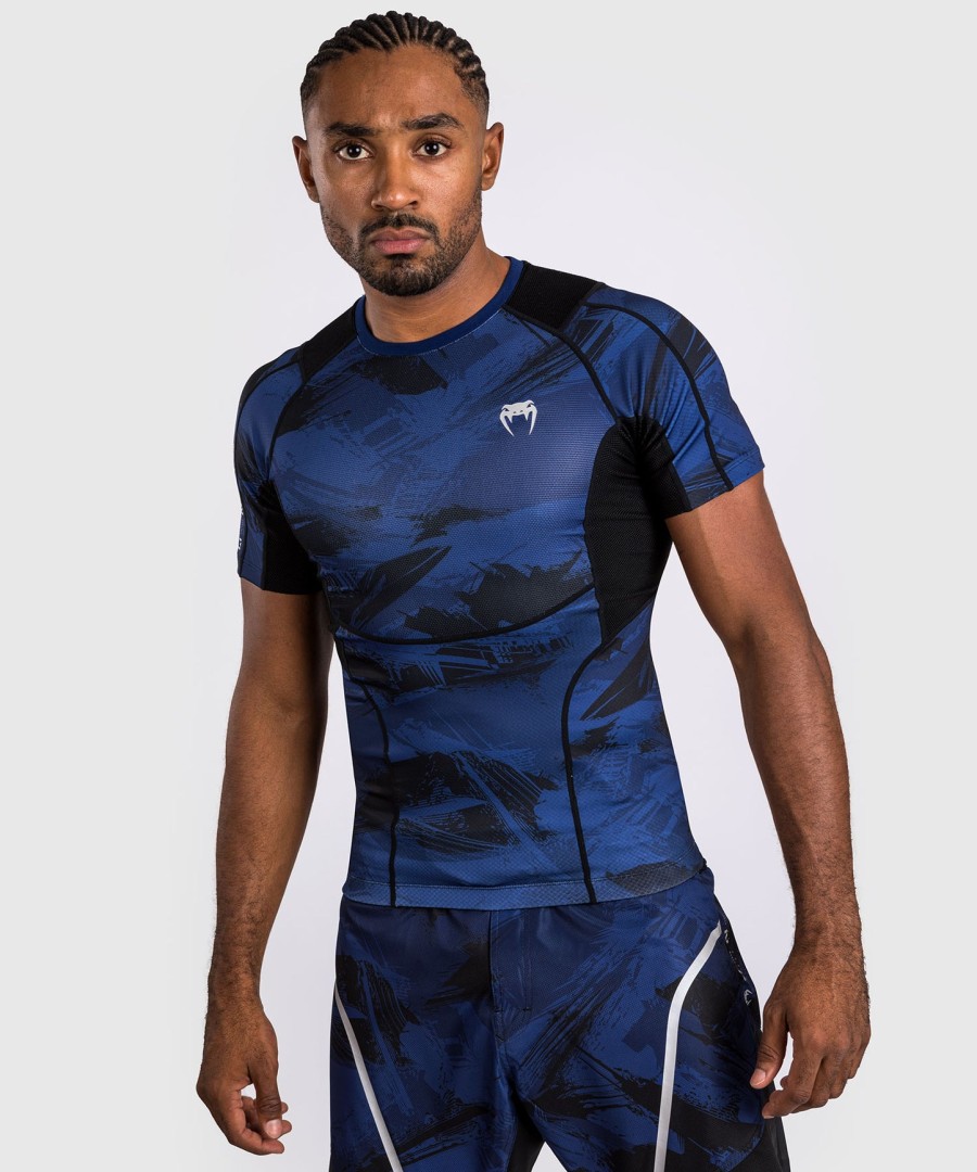 rashguard venum electron 3.0 s krátkým rukávem - tmavě modrý