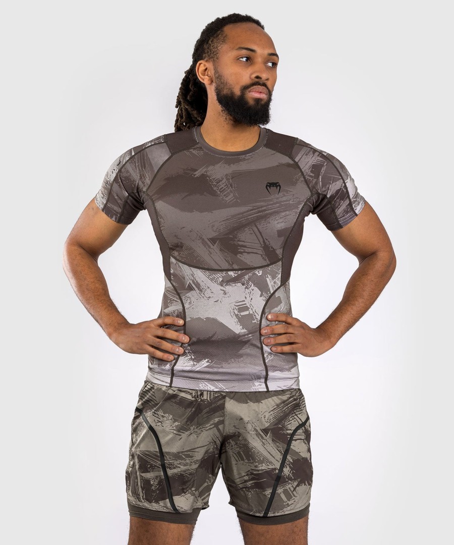 rashguard venum electron 3.0 s krátkým rukávem - pískový