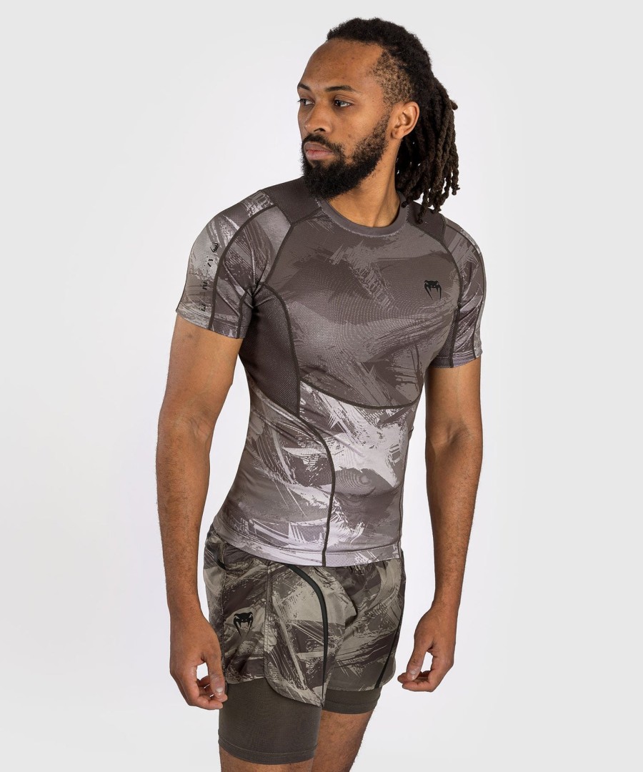 rashguard venum electron 3.0 s krátkým rukávem - pískový