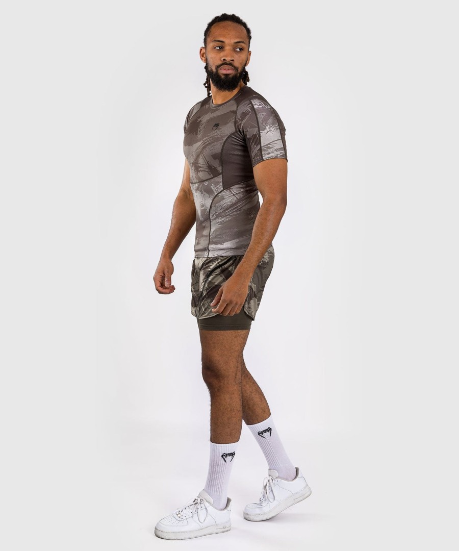 rashguard venum electron 3.0 s krátkým rukávem - pískový