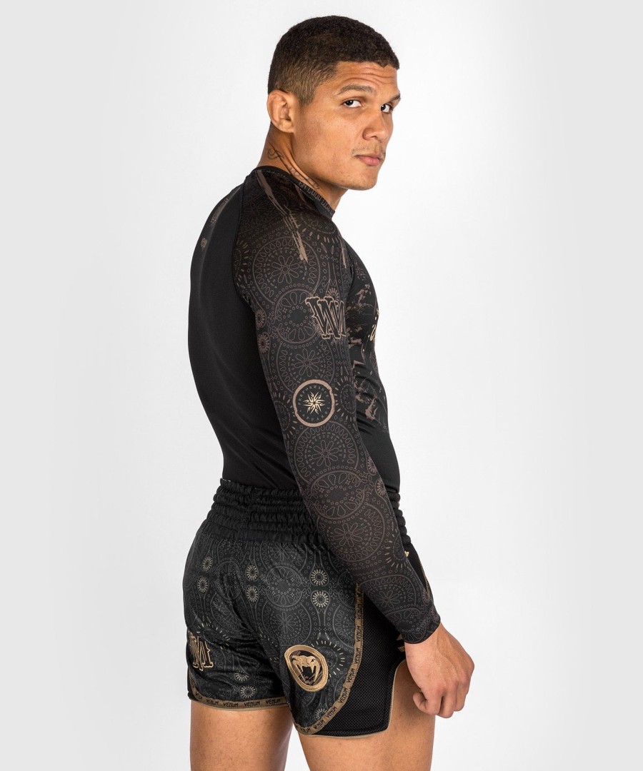 venum santa muerte dark side - rashguard s dlouhým rukávem - černo-hnědý
